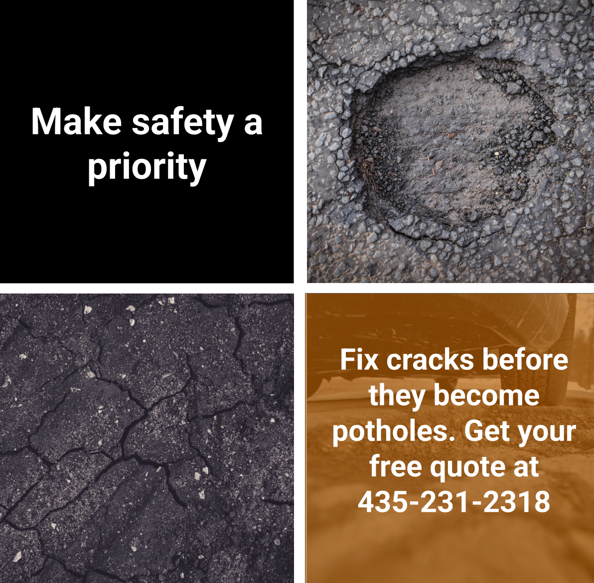 Hot rubberized crack sealing in progress